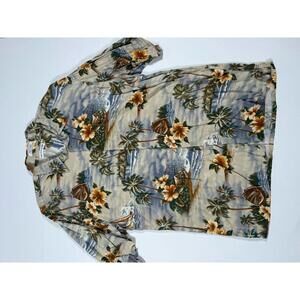 Pierre Cardin Hawaiian Print Button-Up Shirt L